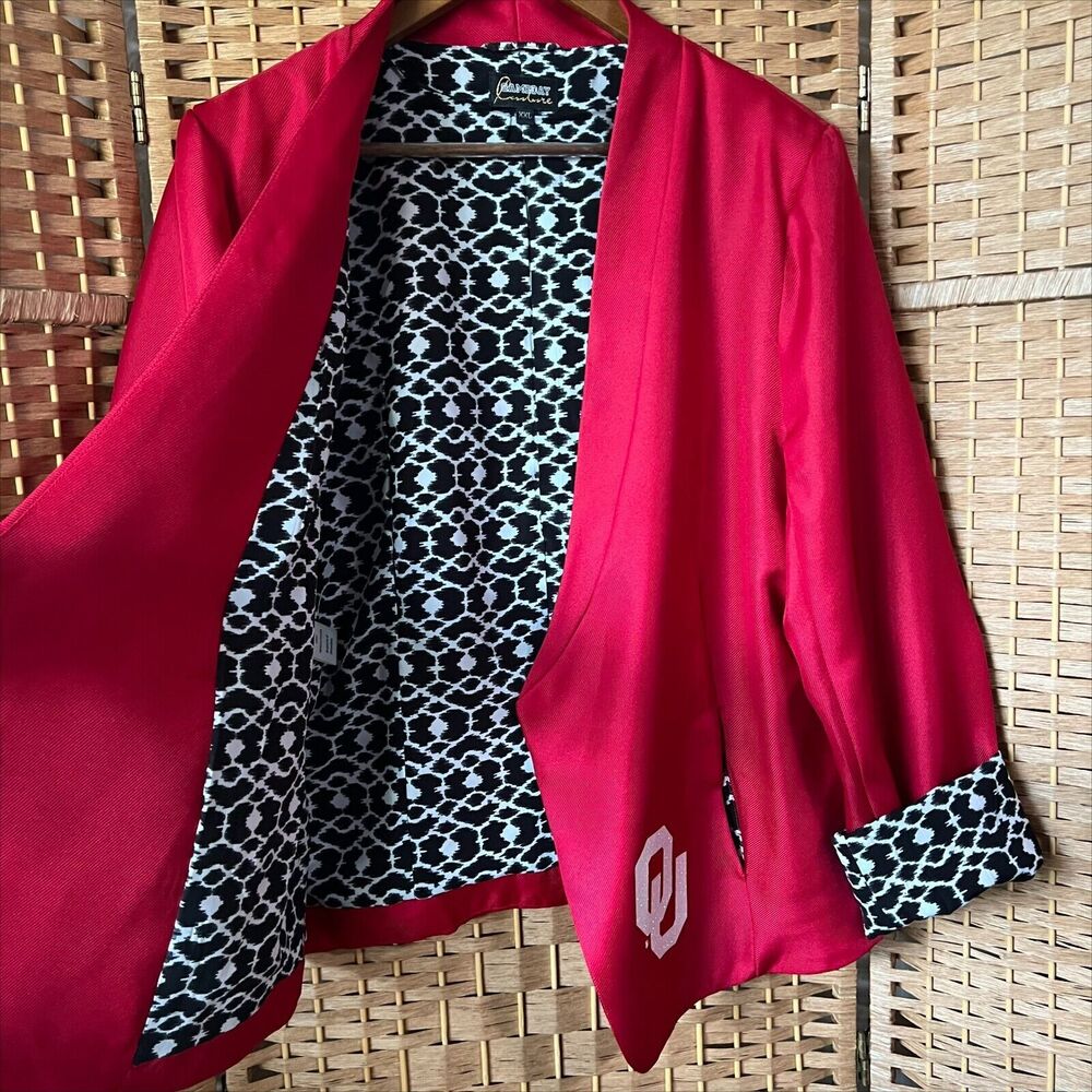Gameday Couture University of Oklahoma OU Crimson Red Blazer Women's Size 2XL - Picture 5 of 14
